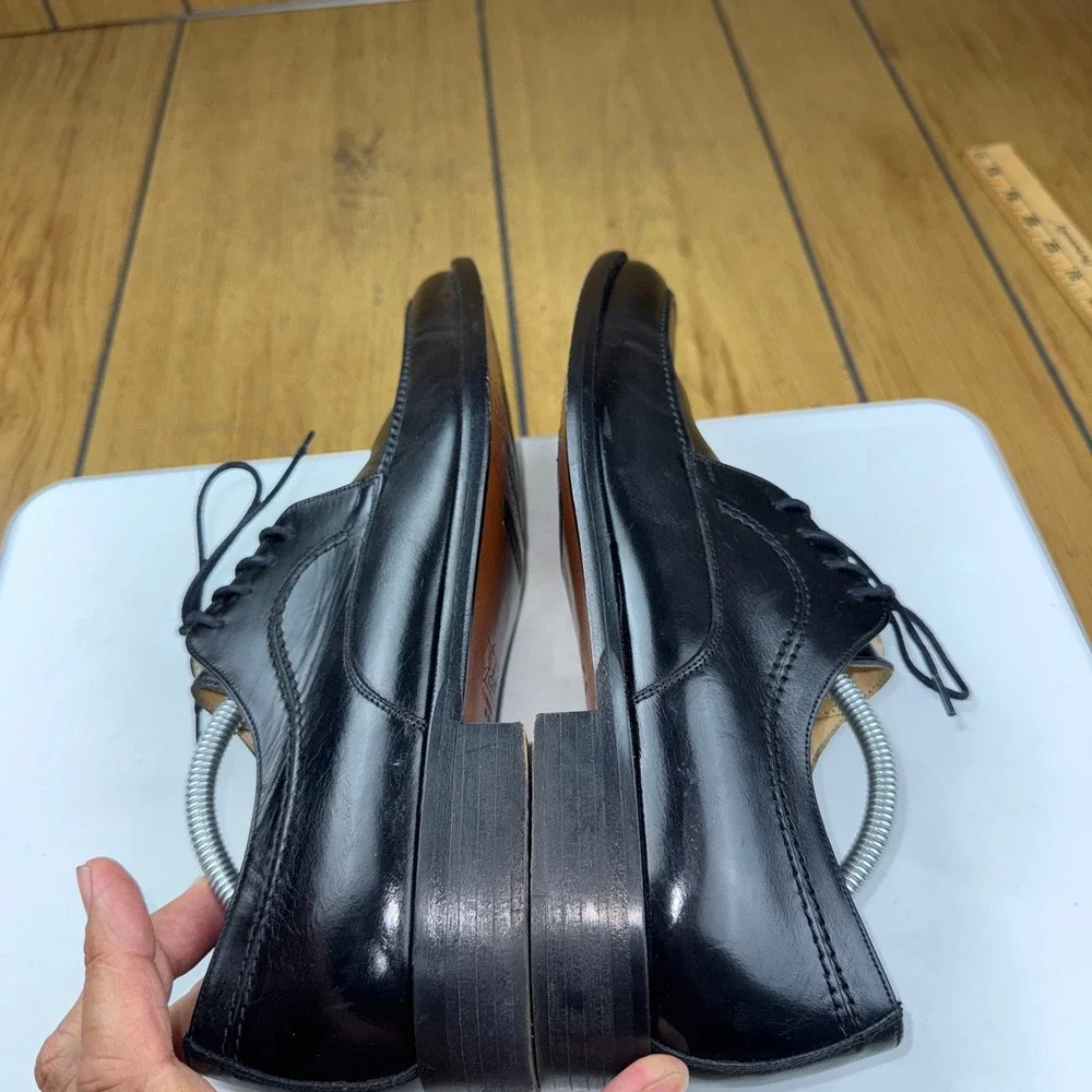 Johnston & Murphy Signature Black Leather Moc Toe Derby Shoes Italy Size 8 M